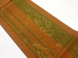 縞に瓢箪模様織出し全通袋帯